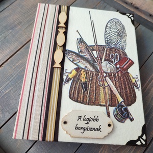 A legjobb horgász fotóalbuma, egyedi mintával és felirattal. :-), Otthon & Életmód, Papír, írószer, Album & Fotóalbum, Decoupage, transzfer és szalvétatechnika, Festett tárgyak, MESKA