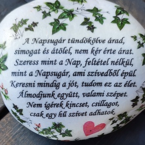 Feliratos, mintás kő szerelmeseknek, transzfer technikával. :-) - otthon & életmód - dekoráció - asztal és polc dekoráció - kavics & kő - Meska.hu