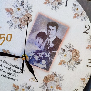 Falióra 50. házassági évfordulóra, egyedi fotóval, felirattal:-) - otthon & lakás - dekoráció - fali és függő dekoráció - falióra & óra - Meska.hu