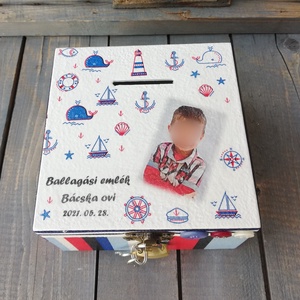 Fényképes és feliratos ballagási lezárható emlék-persely, egyedi mintákkal.   :-), Otthon & Életmód, Dekoráció, Asztal és polc dekoráció, Díszdoboz, Decoupage, transzfer és szalvétatechnika, Festett tárgyak, MESKA