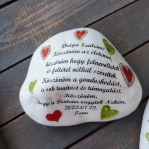 Szülőköszöntő ajándék, felirattal és szívekkel. :-)  - esküvő - emlék & ajándék - köszönőajándék - Meska.hu