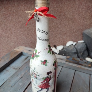 Karácsonyi italos üveg, trendi Hölgyeknek. :-) - Meska.hu