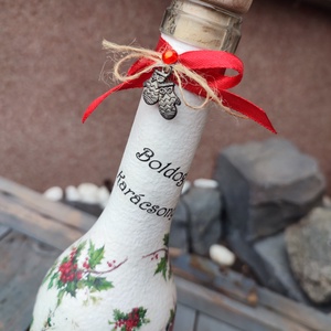 Karácsonyi italos üveg, trendi Hölgyeknek. :-) - karácsony - karácsonyi lakásdekoráció - karácsonyi lakásdíszek - Meska.hu