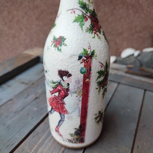 Karácsonyi italos üveg, trendi Hölgyeknek. :-) - karácsony - karácsonyi lakásdekoráció - karácsonyi lakásdíszek - Meska.hu