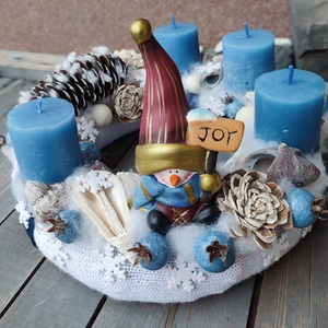 Törpés adventi koszorú. :-) - karácsony - adventi díszek - adventi koszorú - Meska.hu