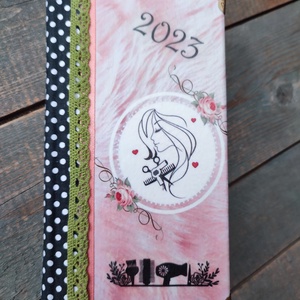A Fodrász 2023-as határidőnaplója. :-), Otthon & Lakás, Papír írószer, Jegyzetfüzet & Napló, Decoupage, transzfer és szalvétatechnika, Festett tárgyak, Meska