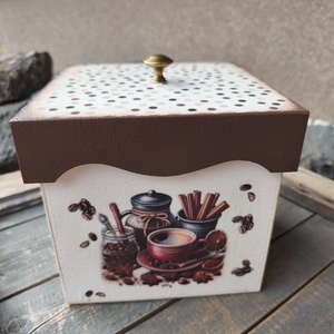 Csokis-teás-sütis vagy kávés doboz, egyedi mintával transzferálva.  :-), Otthon & Életmód, Konyhafelszerelés, tálalás, Konyhai tárolás, Tea & Kávé tárolás, Decoupage, transzfer és szalvétatechnika, Festett tárgyak, MESKA