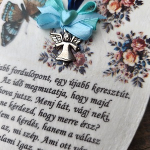 Újabb keresztút... akasztós fa szív, angyalkával. :-)  - otthon & életmód - dekoráció - kép & falikép - táblakép - Meska.hu