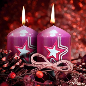 Lila csillagos adventi gyertya  - karácsony - adventi díszek - adventi gyertyadíszek és koszorúdíszek - Meska.hu