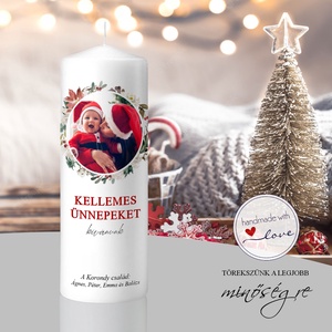Szeretet és ölelés fényképes karácsonyi gyertya - Meska.hu