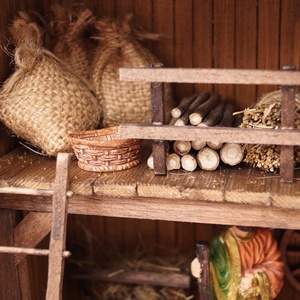 Betlehemi jászol M  Kézzel készített fa betlehem LED világítással - karácsony - karácsonyi lakásdekoráció - karácsonyi lakásdíszek - Meska.hu