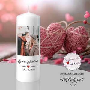 Szívből szelfi valentin napi fényképes gyertya, Otthon & Életmód, Gyertya, illat, aroma, Gyertya, , MESKA