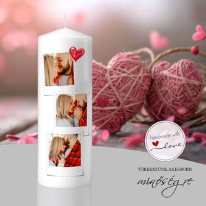 Love moments valentin napi fényképes gyertya, Otthon & Életmód, Gyertya, illat, aroma, Gyertya, , MESKA