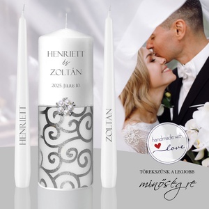 Ezüst elegancia esküvői gyertya szett, Esküvő, Dekoráció, Gyertya & Gyertyatartó, , MESKA