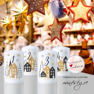 Téli meseváros adventi gyertya szett - Meska.hu