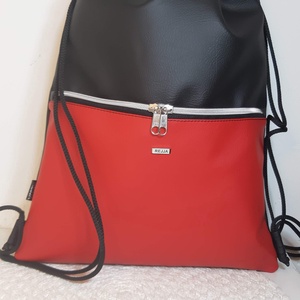 Hátizsák,gymbag / Tornazsák fekete piros, Táska & Tok, Hátizsák, Tornazsák, Gymbag, Varrás, Meska