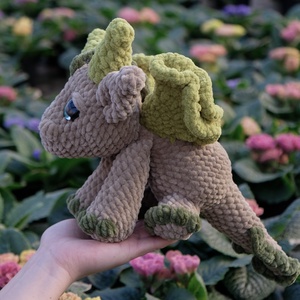 Horgolt zöld sárkány - játék & sport - plüssállat & játékfigura - plüss sárkány - Meska.hu