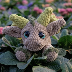 Horgolt zöld sárkány - játék & sport - plüssállat & játékfigura - plüss sárkány - Meska.hu