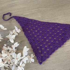 Horgolt fejkendő (bandana) - ruha & divat - sál, sapka, kendő - fejpánt - Meska.hu