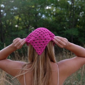 Horgolt fejkendő (bandana), Ruha & Divat, Sál, Sapka, Kendő, Fejpánt, Horgolás, MESKA
