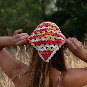 Horgolt fejkendő (bandana) - ruha & divat - sál, sapka, kendő - fejpánt - Meska.hu