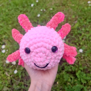 Óriás horgolt pink axololt, Játék & Sport, Plüssállat & Játékfigura, Más figura, Horgolás, MESKA