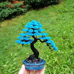 Kék bonsai - otthon & életmód - dekoráció - asztal és polc dekoráció - bonsai - Meska.hu