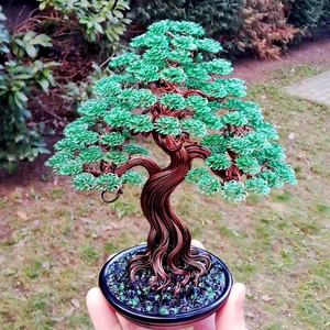 Zöld drótfa - otthon & életmód - dekoráció - asztal és polc dekoráció - bonsai - Meska.hu