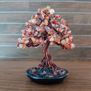 Karneol drótfa - otthon & életmód - dekoráció - asztal és polc dekoráció - bonsai - Meska.hu