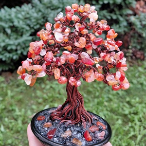 Karneol drótfa - otthon & életmód - dekoráció - asztal és polc dekoráció - bonsai - Meska.hu