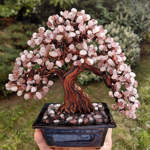 Rózsakvarc rézfa, Otthon & Életmód, Dekoráció, Asztal és polc dekoráció, Bonsai, , MESKA