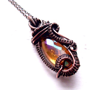 Rosegold kristály vörösréz nyaklánc/ medál - ékszer - nyaklánc - medálos nyaklánc - Meska.hu