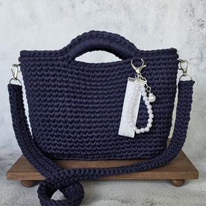 Horgolt táska - közepes méretű - Navy Blue - Meska.hu