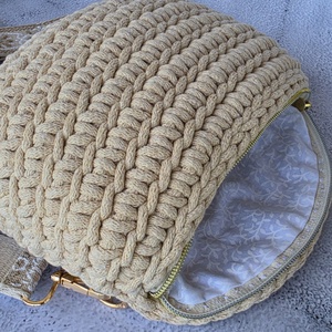 Horgolt övtáska - crossbody táska - Homok árnyalatban - Választható pánttal - táska & tok - övtáska - Meska.hu