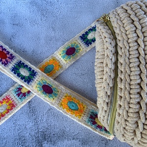 Horgolt övtáska - crossbody táska - Homok árnyalatban - Választható pánttal - táska & tok - övtáska - Meska.hu