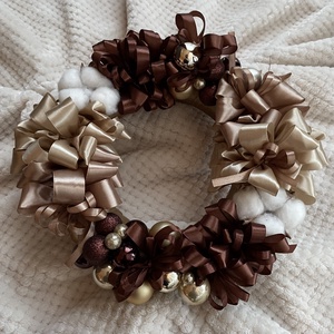 Aranybarna koszorú, Karácsony, Adventi díszek, Adventi ajtódísz, Mindenmás, MESKA