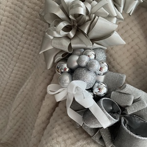 Ezüst csillogás koszorú - karácsony - adventi díszek - adventi ajtódísz - Meska.hu