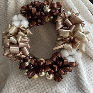 Aranybarna koszorú - karácsony - adventi díszek - adventi ajtódísz - Meska.hu