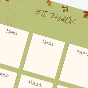  Heti tervező Digitális nyomtatható őszi hangulat , Otthon & Életmód, Papír, írószer, Naptár & Tervező, Fotó, grafika, rajz, illusztráció, MESKA