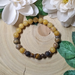 Ásványkarkötő - tigrisszem, sárga aventurin, picasso jáspis - ékszer - karkötő - ásványkarkötő - Meska.hu