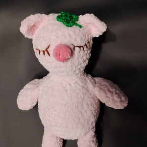 Horgolt újévi malac négylevelű lóherével , Játék & Sport, Plüssállat & Játékfigura, Malac, Horgolás, MESKA