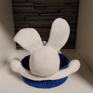 Horgolt húsvéti kosár nyuszival  - otthon & életmód - tárolás & rendszerezés - tárolókosár - Meska.hu