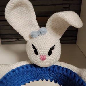 Horgolt húsvéti kosár nyuszival  - otthon & életmód - tárolás & rendszerezés - tárolókosár - Meska.hu