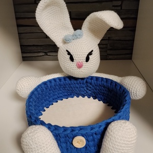 Horgolt húsvéti kosár nyuszival  - otthon & életmód - tárolás & rendszerezés - tárolókosár - Meska.hu