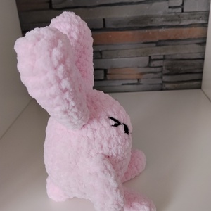 Horgolt rózsaszín tojásnyuszi húsvétra - ünnepi díszek, dekorációk - húsvéti díszek és dekorációk - húsvéti asztaldíszek - Meska.hu