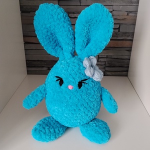 Horgolt húsvéti tojásnyuszi kék , Ünnepi díszek, dekorációk, Húsvéti díszek és dekorációk, Húsvéti asztaldíszek, Horgolás, MESKA