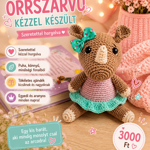 Horgolt orrszarvú kislány , Játék & Sport, Plüssállat & Játékfigura, Bagoly, Horgolás, MESKA