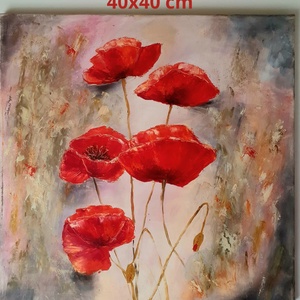 'Pipacsok a mezőn' olajfestmény  - művészet - festmény - olajfestmény - Meska.hu