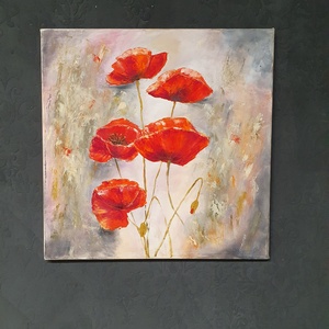 'Pipacsok a mezőn' olajfestmény  - művészet - festmény - olajfestmény - Meska.hu