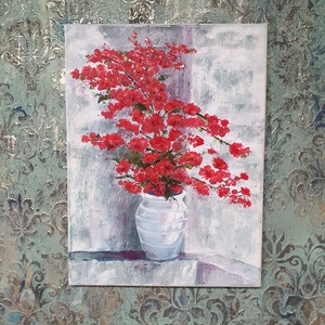 'Görög váza piros virággal' olajfestmény - művészet - festmény - olajfestmény - Meska.hu